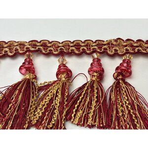 Decorative Red & Gold Tassel Trim 1 yard + 26" Elegant Beaded Accents Vtg